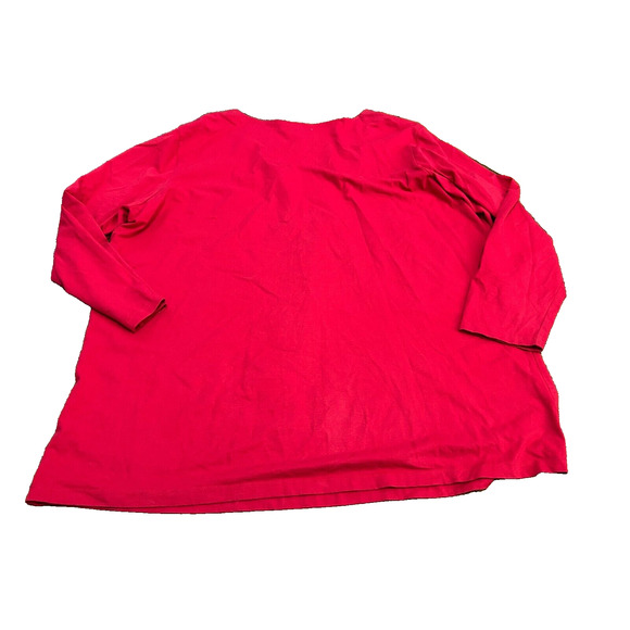 Ulla Popken Women's Red Stretch Split V-Neck Embroidered Blouse Top Size 24/26 - Picture 2 of 8